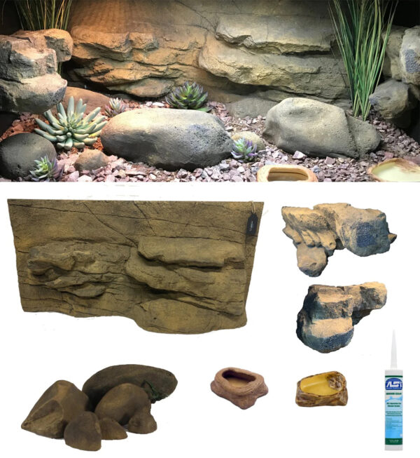Rocky Canyon 3 Foot Reptile Decor Kit no plants